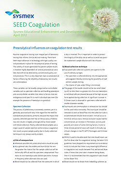 SEED: Preanalytical influences on coagulation test results