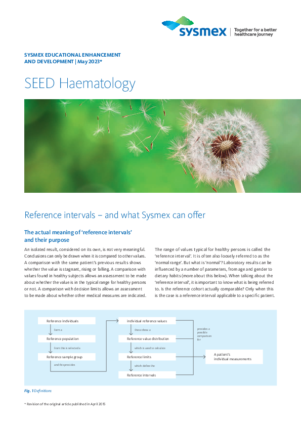 SEED: Reference ranges – and what Sysmex can offer